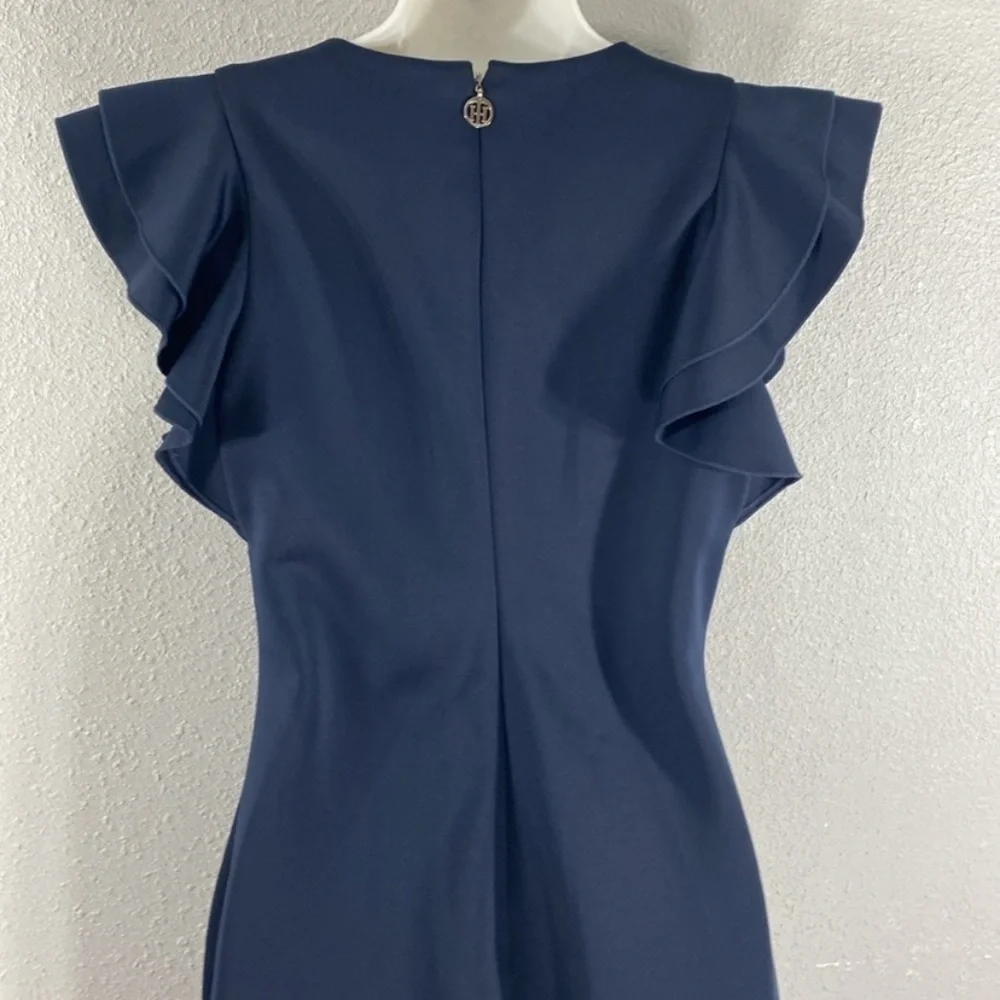 Tommy Hilfiger Navy Blue Scuba Sheath Dress with Flutter Sleeves 4